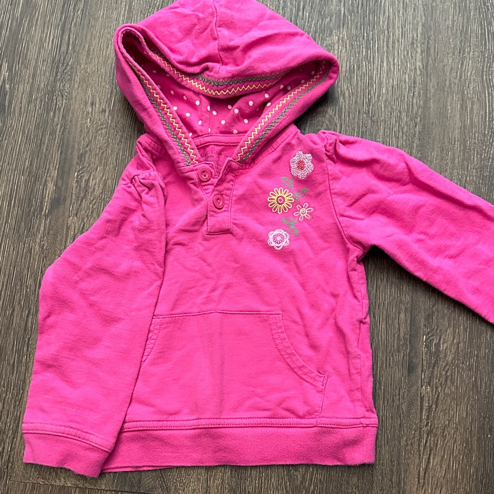 Faded Glory Pink Kids Hoodie with Embroidered Flowers vintage